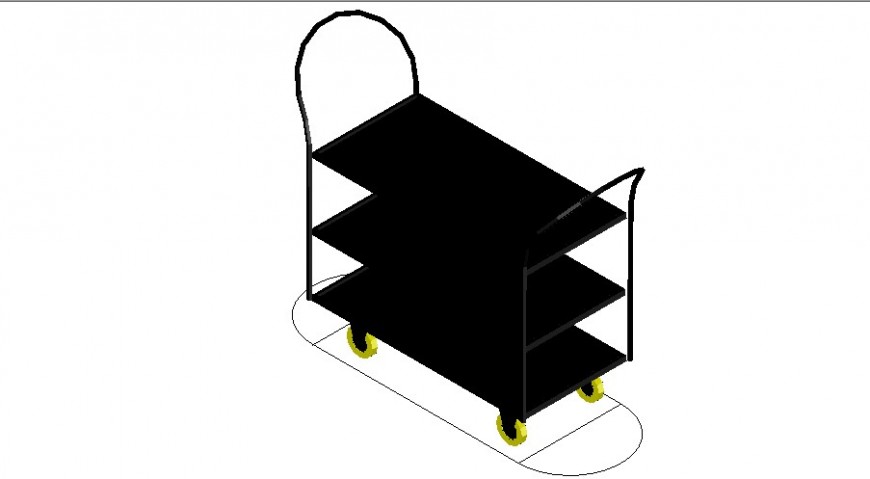 Trolley detail 3d model furniture unit  Autocad file